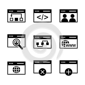 MASTER ARTBOARD SHUTERSTOCKWeb and seo icon set include link, data, web, seo, code, development, people, user, search, list,