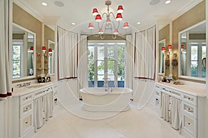 Master bath with freestanding bathtub