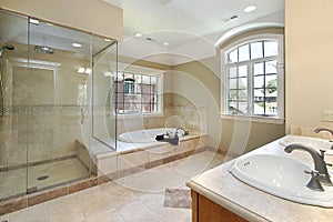 Master bath with glass shower