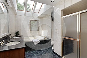 Master bath with skylights