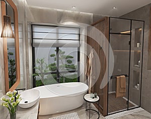 Master bathroom design ideas, 3D render