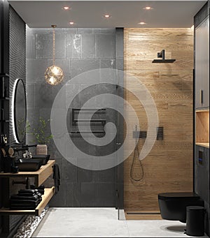 Master bathroom design ideas, 3D render