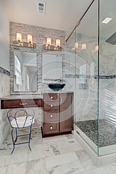 Master bathroom with stone work