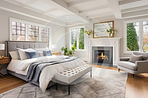 master bedroom in modern tudor annex