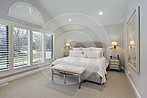 Master bedroom with wall of windows