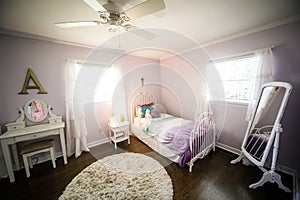 Master bedroomYoung girl`s light purple lavendar lilac walls and bed