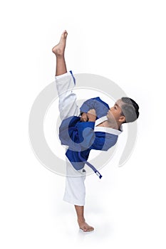 Master Belt TaeKwonDo athletes fighting pose boy