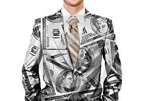 Master of business dressed in dollar suit
