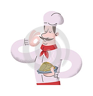 Master chef character cooking pasta