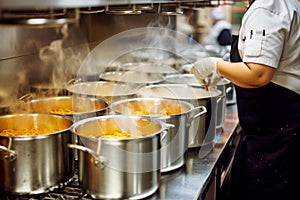 Master chef cook woman hands precisely cooking dressing preparing tasty fresh delicious mouthwatering gourmet dish food