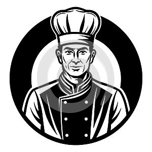 master chef with face vector art logo.