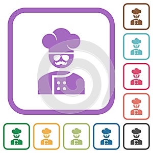 master chef with glasses and mustache simple icons photo