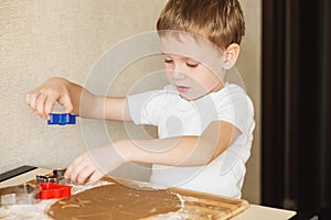 Master class for children on baking christmas cookies. Young chi