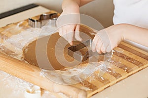 Master class for children on baking christmas cookies. Young chi