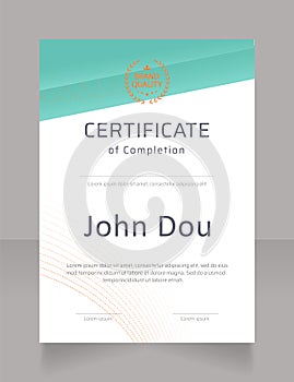 Master class completion certificate design template