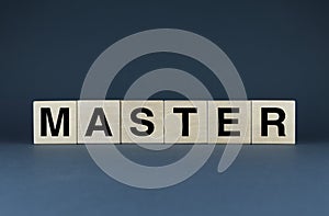 Master. Cubes form the word Master