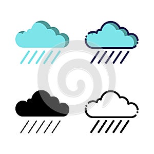 Rainy Cloud Icon Set Logo Vector