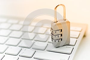 Master key encode, place on the keyboard. Image use for security of using internet by computer, secure concept