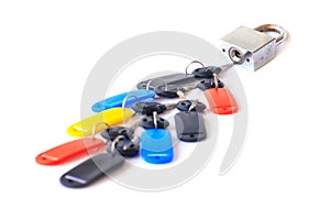 Master key and keys isolated on white - Stock Image