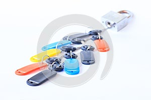 Master key and keys isolated on white - Stock Image