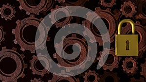 The Master key lock and Gears for security concept 3d Rendering