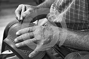 master potter while modeling Vadastra Ceramica clay vessels photo