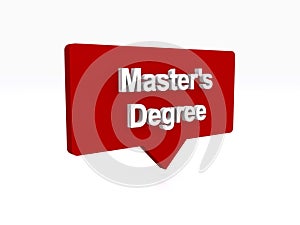 master's degree speech button on white