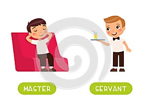 MASTER and SERVANT antonyms word card vector template