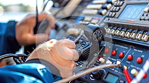 Master of the Skies: Man Steering Plane From Control Panel