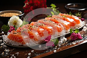 Master Sushi composes colorful and tasty art., generative IA