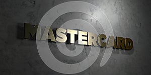 Mastercard - Gold text on black background - 3D rendered royalty free stock picture photo
