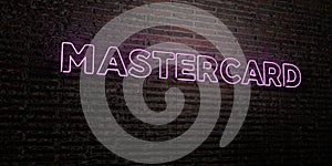 MASTERCARD -Realistic Neon Sign on Brick Wall background - 3D rendered royalty free stock image photo