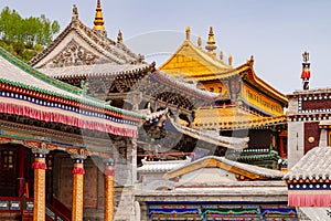 Masterfully decorated roofs and paintings at Kumbum Dschamba Ling Monastery, Xining, China