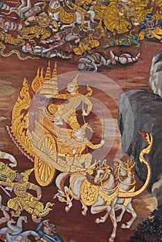 Masterpiece of traditional Thai style painting art photo