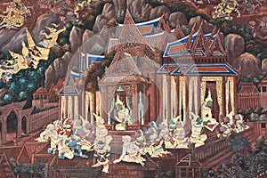 Masterpiece of traditional Thai style painting art photo