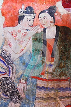 Masterpiece of traditional Thai style painting art. Thai Art.