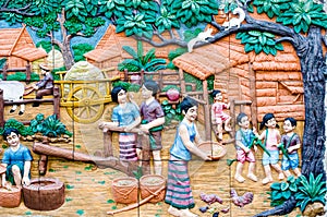 Masterpiece of traditional Thai style stucco art old