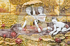 Masterpiece of traditional Thai style stucco art old