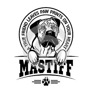 Mastiff Dog - Dog Happy Face Paw Puppy Pup Pet Clip Art K-9 Cop Police Logo SVG PNG Clipart Vector Cricut Cut Cutting