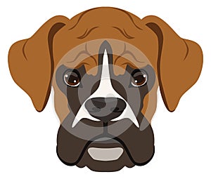 Mastiff head icon. Fighting dog cartoon face