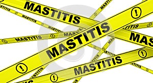 Mastitis. Yellow warning tapes photo