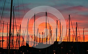 Masts against a Red Sky in the Vieux Port photo