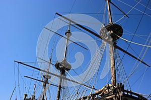 Masts of ancient battleship