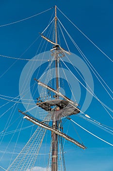 Masts of old Wooden Galleon, Alicante, Spain