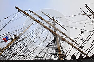 Masts and rigging of the Russian sailing ship