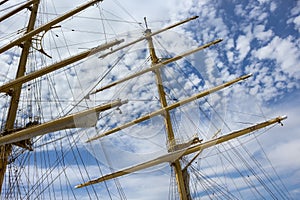 Masts and rigging of a sailing ship