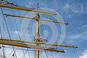 Masts and rigging of a sailing ship