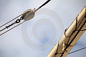 Masts and rope of sailing ship.