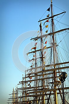 Masts of Tall ships in port