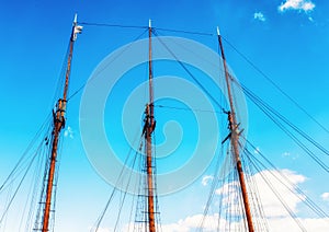 Masts of a wooden Sailing ship in Helsinki, Finland